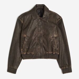 NWT H&M Brown Vegan Leather Bomber Jacket